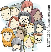 נערים, פנים, של, שונה, רוץ