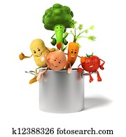 סיר, מלא, של, ירקות