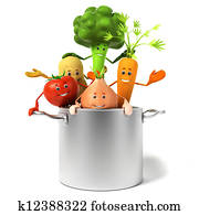 סיר, מלא, של, ירקות