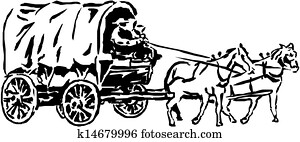 עגלה, עם, סוסים