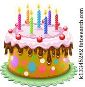 עוגה של יום ההולדת, עם, להשרף, נרות