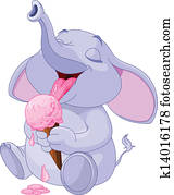 פיל, לאכול, גלידה