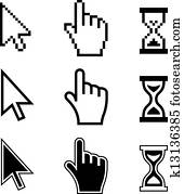 פיקסל, סמנים, icons., העבר, חץ, שעון חול