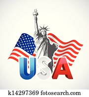 פסל של דרור, עם, דגל אמריקאי