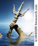 פסל, של, נפטון, או, poseidon's, חמש