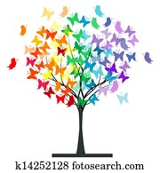 פרפרים, קשת, עץ