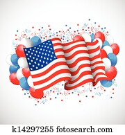 צבעוני, balloon, עם, דגל אמריקאי