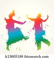 צבעוני, bhangra, ו, gidda, רקדן