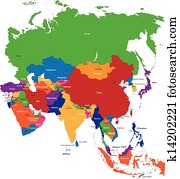 צבעוני, אסיה, מפה