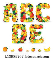 צבעוני, מכתבים, מ, פרי, ו, berries., גזוז אומנות