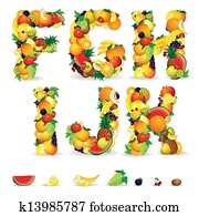 צבעוני, מכתבים, מ, פרי, ו, berries., גזוז אומנות