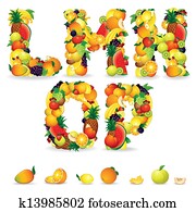 צבעוני, מכתבים, מ, פרי, ו, berries., גזוז אומנות