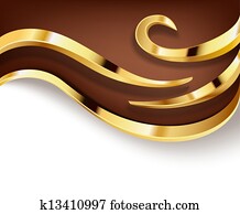 שוקולד, רקע, עם, זהוב, ערבולים