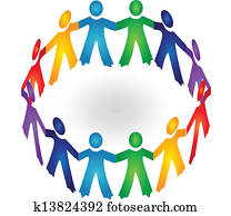 שיתוף פעולה, להחזיק ידיים, לוגו, וקטור