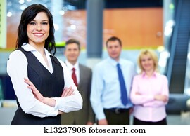 ビジネス　女, そして, a, グループ, の, workers.