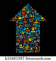 商務圖標, 背景, 在, the, 形狀, ......的, arrow.