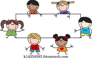 混合, 愉快, 孩子, 由于, a, 招貼