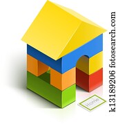 磚, house., 木制的玩具