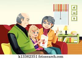 祖父母, 以及, grandaughter, 閱讀