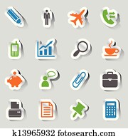 스티커, -, 사무실, 와..., 비즈니스 아이콘