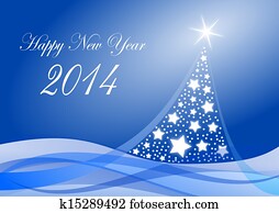 2014 new years illustration with christmas tree 2014 new years illustration with christmas tree