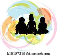 3 babies, vector illustration