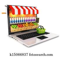 3, supermarked, laptop