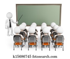 3d, branca, pessoas., estudantes, classe