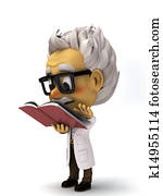3d cartoon Professor reading a book 3d cartoon Professor reading a book