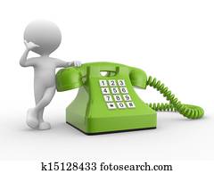 3d, homem, e, telefone.