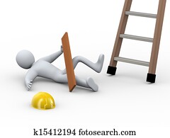 3d injured man - ladder accident 3d injured man - ladder accident