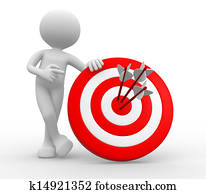 3d man, with a target and arrows