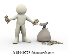 3d man with money bags