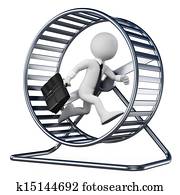 3D white people. Businessman in a hamster wheel 3D white people. Businessman in a hamster wheel