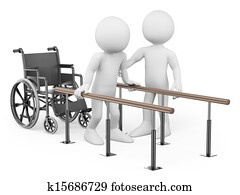 3D white people. Man recovering from his injury 3D white people. Man recovering from his injury