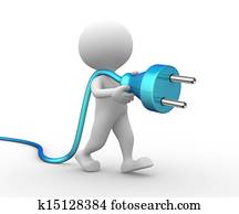 3d, איש, עם, a, תקע חשמלי