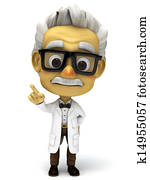 3d, פרופסור, עם, תשומת לב, הנח