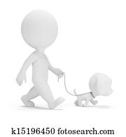 3d, קטן, אנשים, -, לך את הכלב