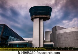 a, exterior, de, a, museu ar espaço, Udvar-Hazy, centro, ligado, um