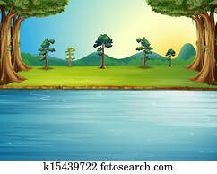 A forest with a river A forest with a river