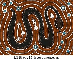 A illustration based on aboriginal style of dot painting depicting snake A illustration based on aboriginal style of dot painting depicting snake