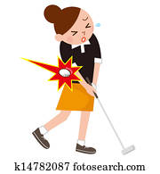 a, אישה, היה, פגע, ב, גולף