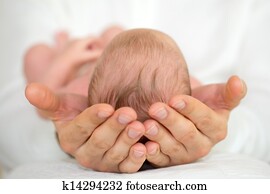 Adult Hands holding newborn baby. Adult Hands holding newborn baby.