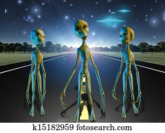Aliens on country road Aliens on country road