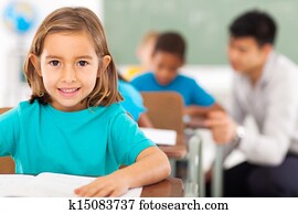 aluno elementar escola, em, sala aula