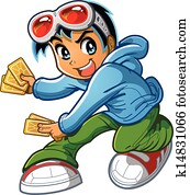Anime Manga Boy Playing Card Game
