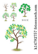 arbol dinero, ilustración