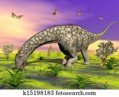 Argentinosaurus dinosaur eating - 3D render Argentinosaurus dinosaur eating - 3D render