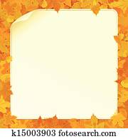 Autumn Background with Fall Leaves and Paper Sign Autumn Background with Fall Leaves and Paper Sign