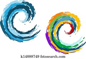 azul, e, coloridos, ondas oceano